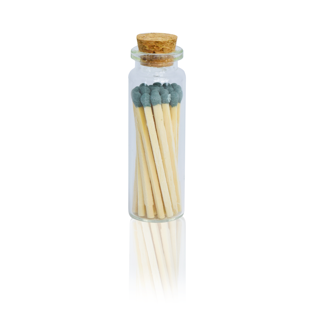 Small Match Bottles - Safety Matches in Jars with Striker: Charcoal / 20 Matchsticks Jar