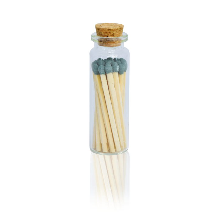 Small Match Bottles - Safety Matches in Jars with Striker: Charcoal / 20 Matchsticks Jar