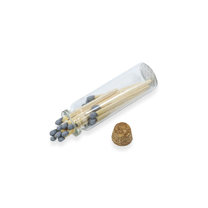 Small Match Bottles - Safety Matches in Jars with Striker: Charcoal / 40 Matchsticks Jar