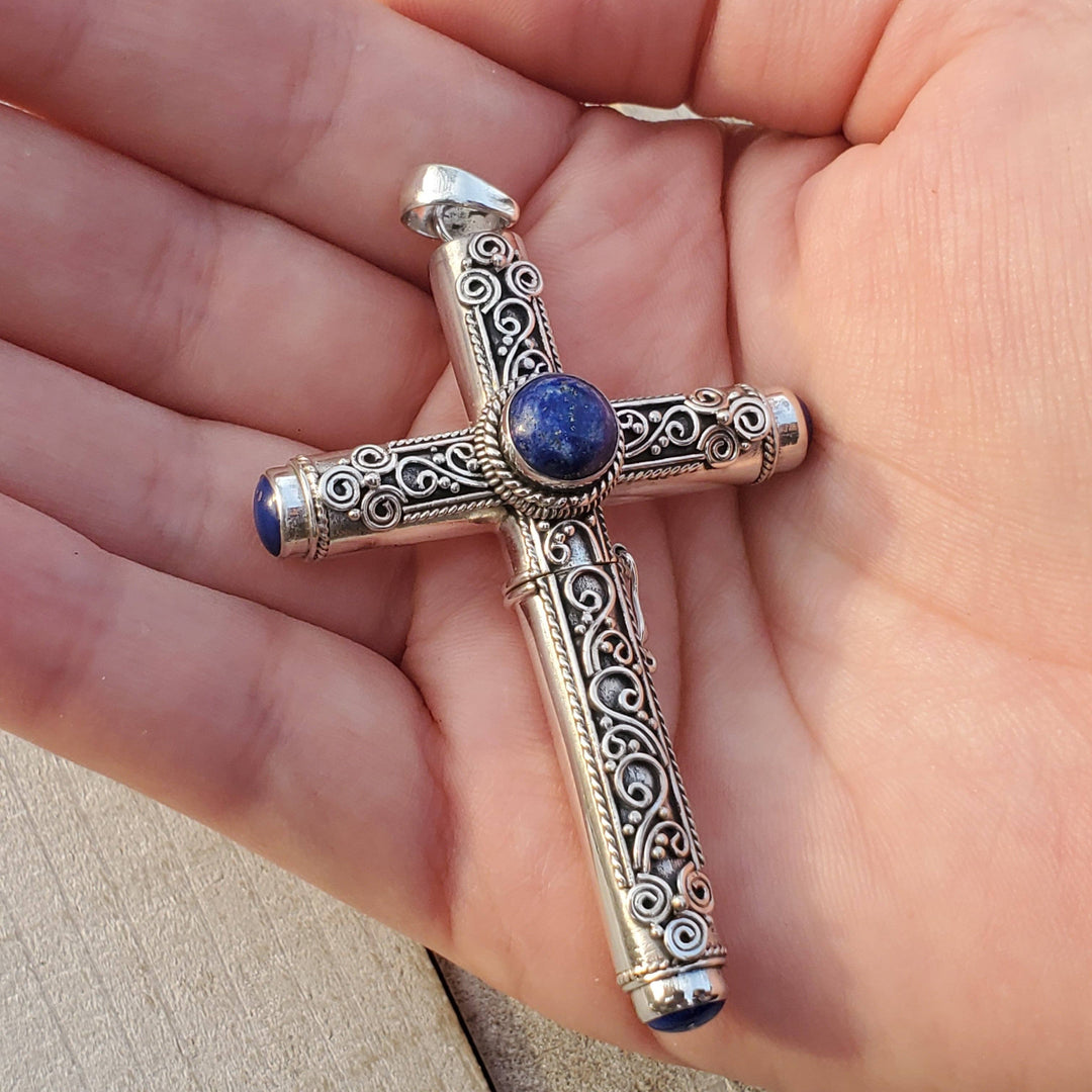 Silver Insanity - Hidden Stash Cross | Poison Box Pendant | Sterling Silver