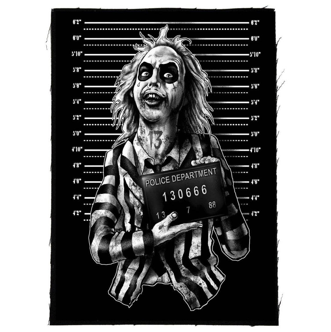 Too Fast - Beetlejuice Mugshot Cloth Punk Patch: Black / OS