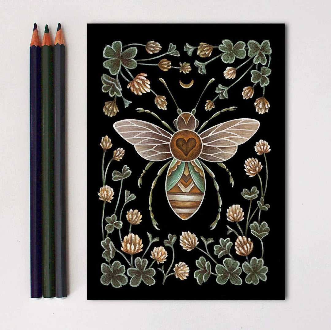 Faina Lorah - Bee Art Print Folk Decor: 8x10