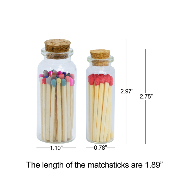 Small Match Bottles - Safety Matches in Jars with Striker: Charcoal / 40 Matchsticks Jar