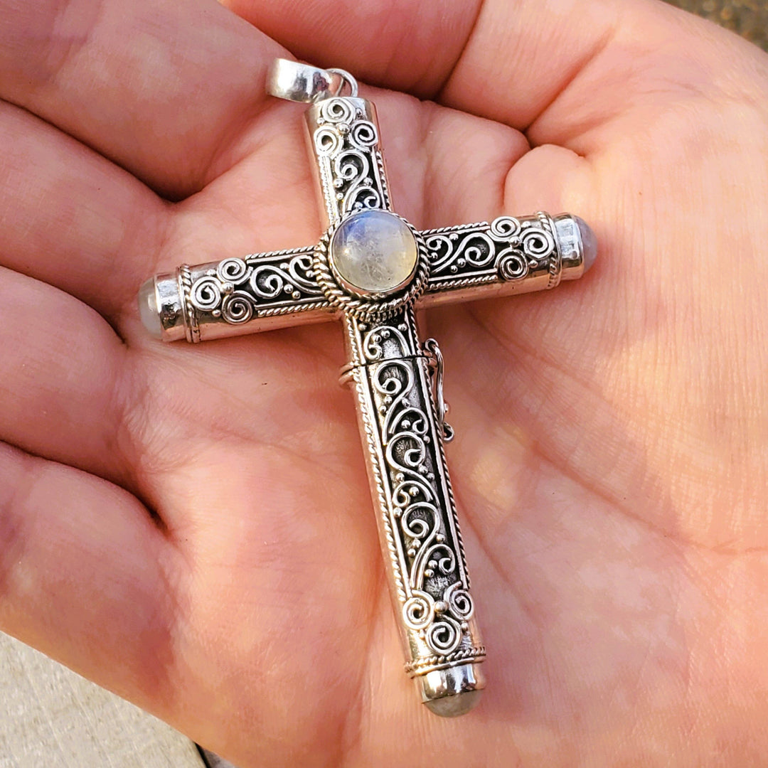 Silver Insanity - Hidden Stash Cross | Poison Box Pendant | Sterling Silver