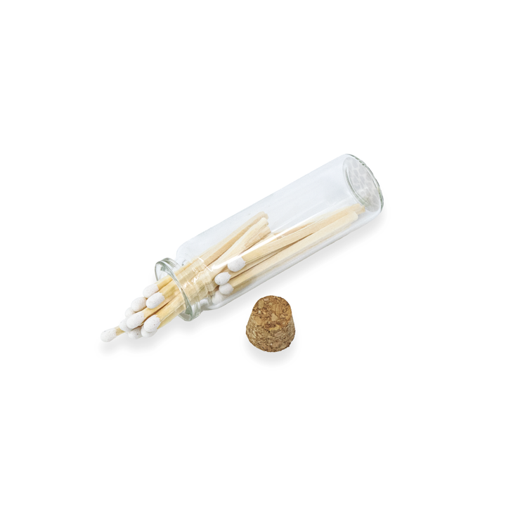 Small Match Bottles - Safety Matches in Jars with Striker: Charcoal / 40 Matchsticks Jar