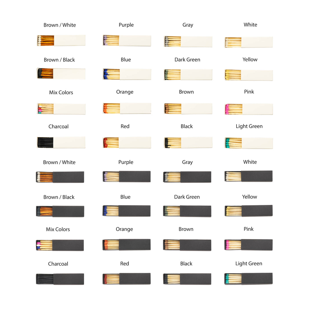 2" Inch Matchboxes - Matchsticks - Matches - Colorful: Black / White Matchbox