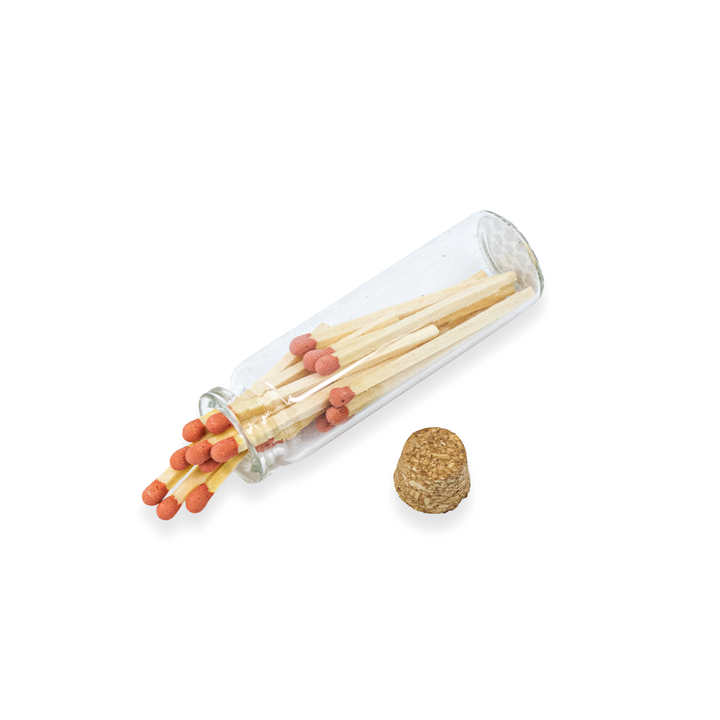 Small Match Bottles - Safety Matches in Jars with Striker: Charcoal / 40 Matchsticks Jar