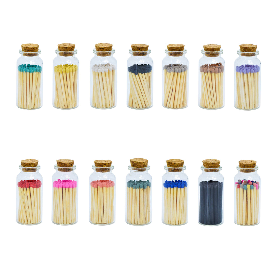 Small Match Bottles - Safety Matches in Jars with Striker: Charcoal / 40 Matchsticks Jar