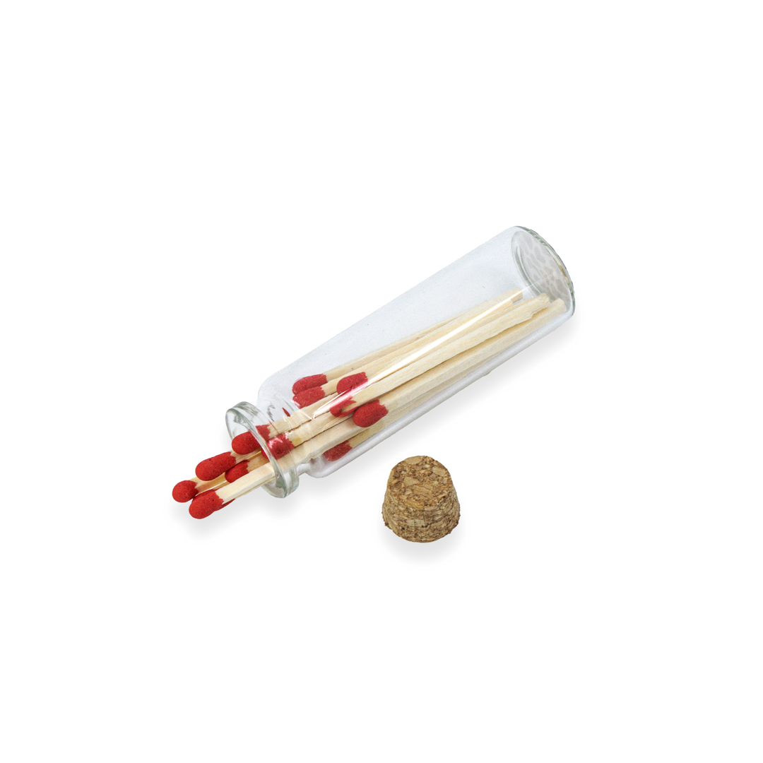 Small Match Bottles - Safety Matches in Jars with Striker: Charcoal / 20 Matchsticks Jar