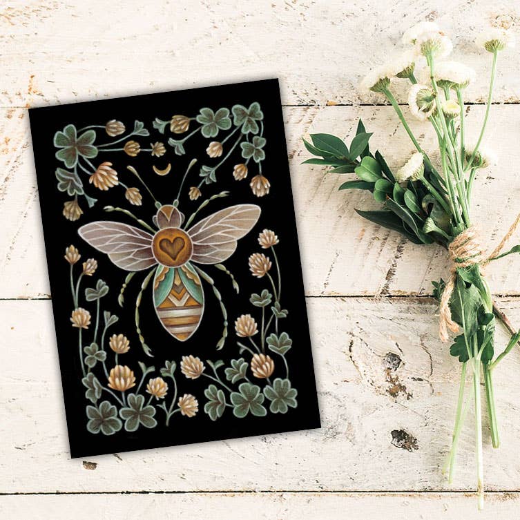 Faina Lorah - Bee Art Print Folk Decor: 8x10