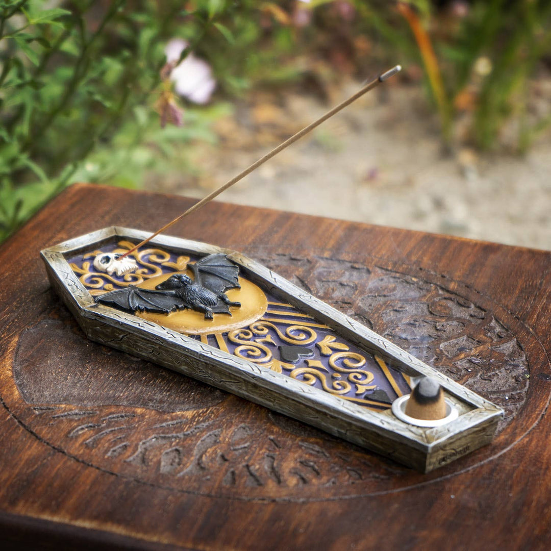 Pacific Giftware - Vampire Bat Coffin Incense Burner