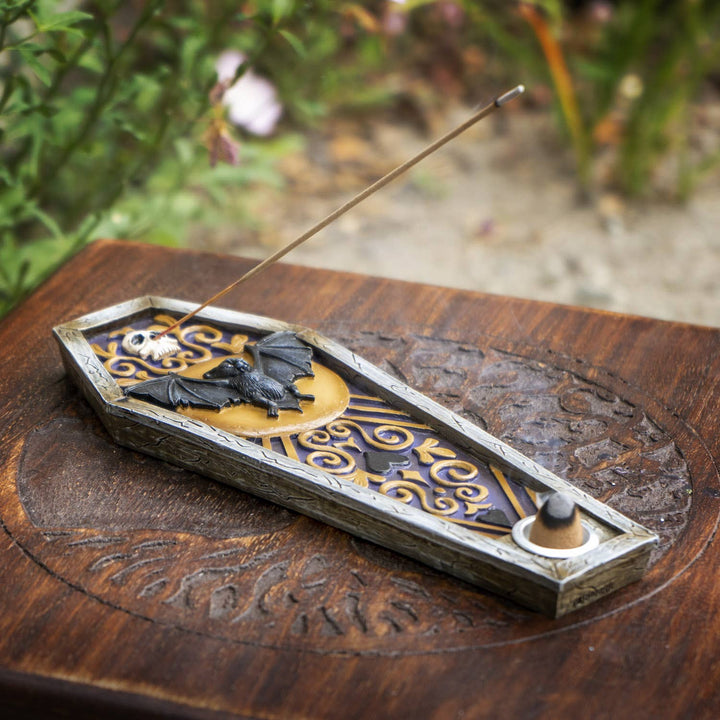 Pacific Giftware - Vampire Bat Coffin Incense Burner