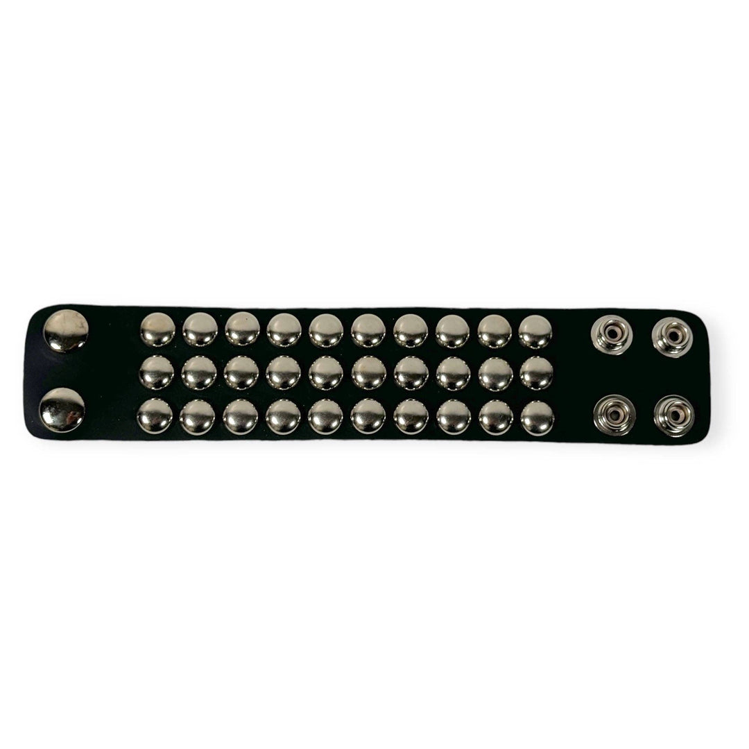 1/2" LARGE STUDDED BRACELET: 3 ROW 1/2" ROUND STUD