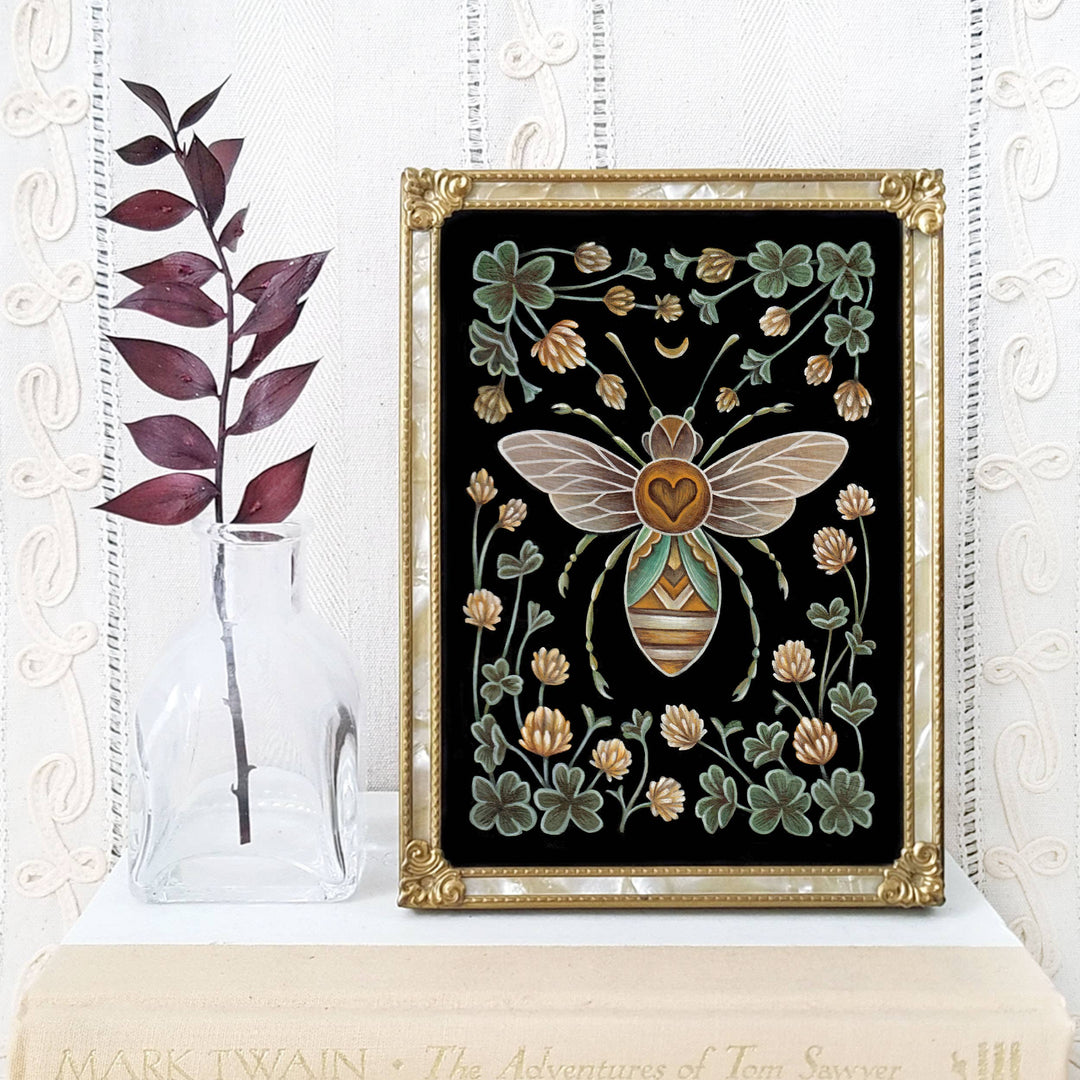 Faina Lorah - Bee Art Print Folk Decor: 8x10