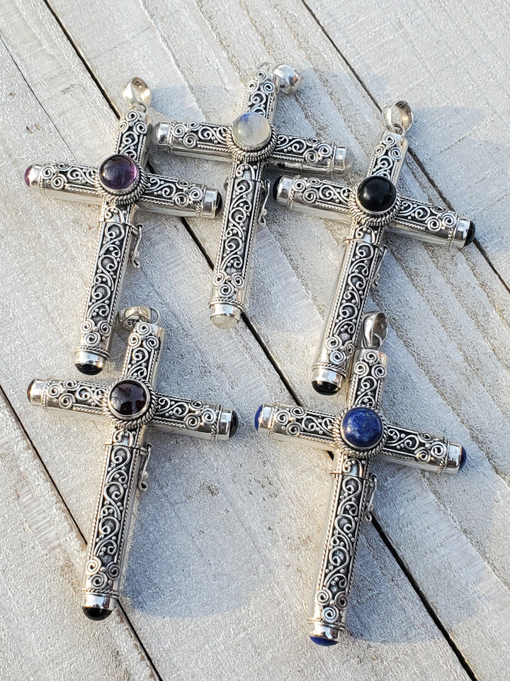 Silver Insanity - Hidden Stash Cross | Poison Box Pendant | Sterling Silver