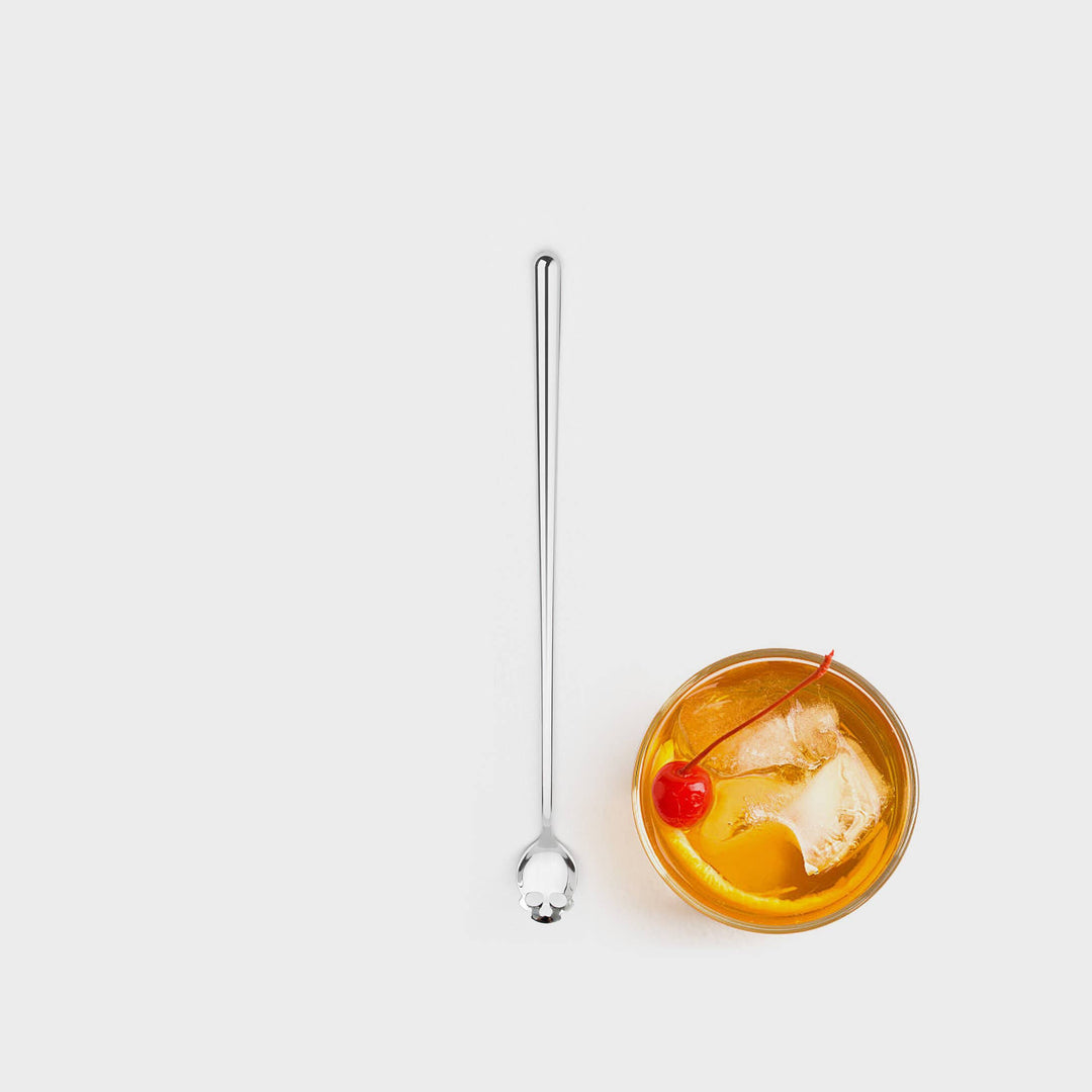 SUCK UK Ltd - USA - Skull Bar Spoon - Long-handled cocktail/desert spoon.