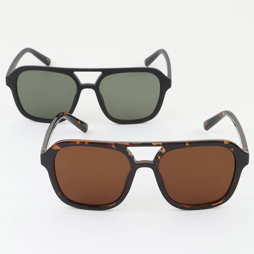 Classic Straight Aviator Sunglasses