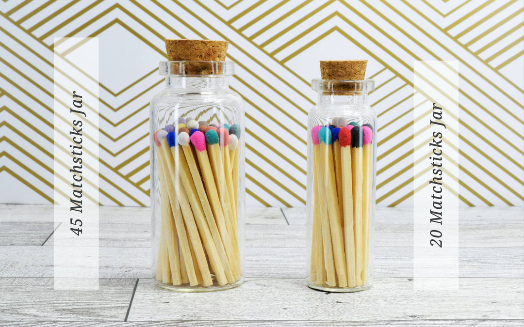 Small Match Bottles - Safety Matches in Jars with Striker: Charcoal / 20 Matchsticks Jar