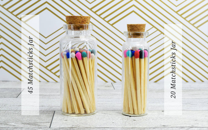 Small Match Bottles - Safety Matches in Jars with Striker: Charcoal / 20 Matchsticks Jar