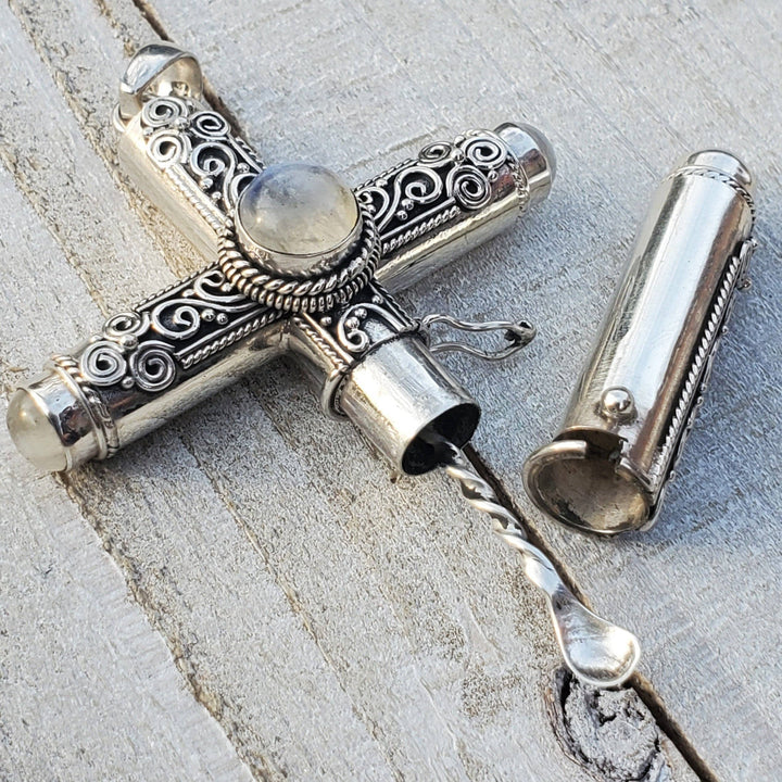 Silver Insanity - Hidden Stash Cross | Poison Box Pendant | Sterling Silver