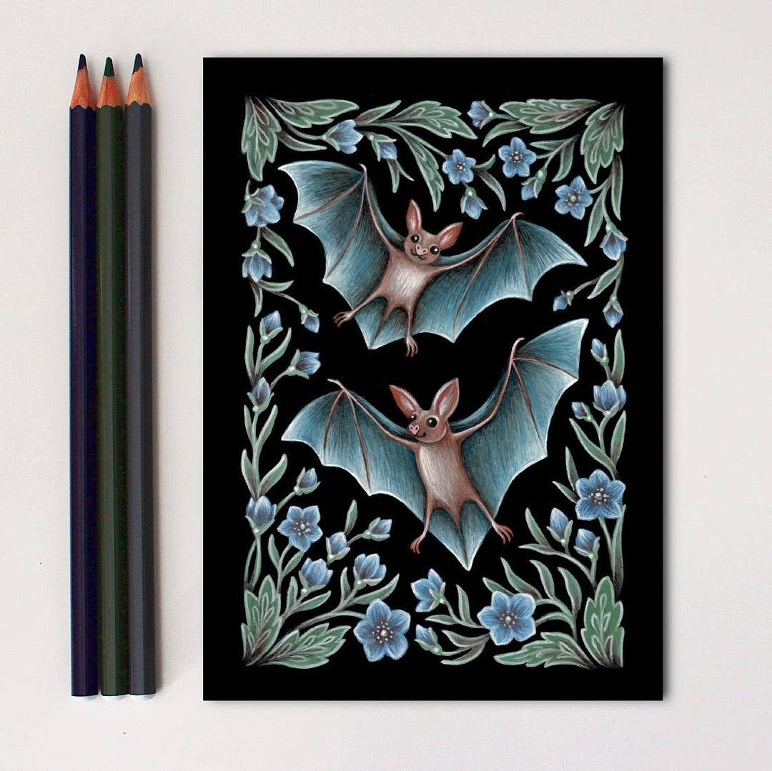Faina Lorah - Bat Art Print Folk Decor: 8x10