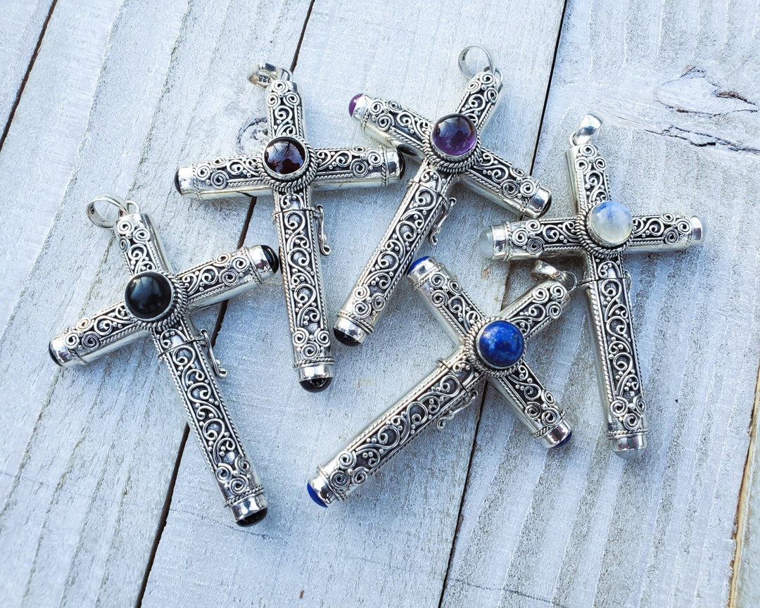 Silver Insanity - Hidden Stash Cross | Poison Box Pendant | Sterling Silver