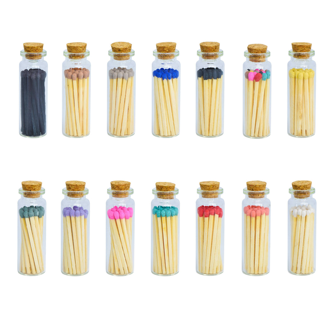 Small Match Bottles - Safety Matches in Jars with Striker: Charcoal / 40 Matchsticks Jar