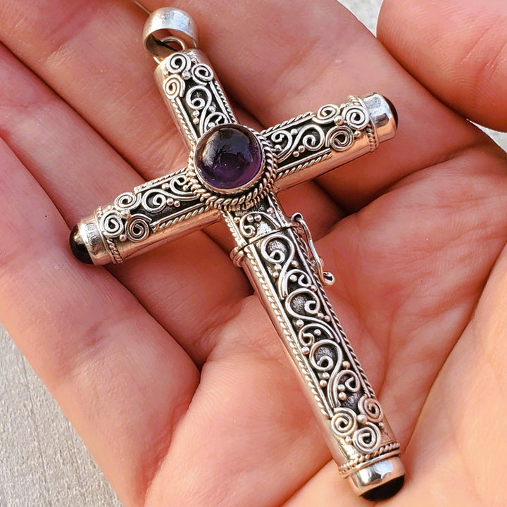 Silver Insanity - Hidden Stash Cross | Poison Box Pendant | Sterling Silver