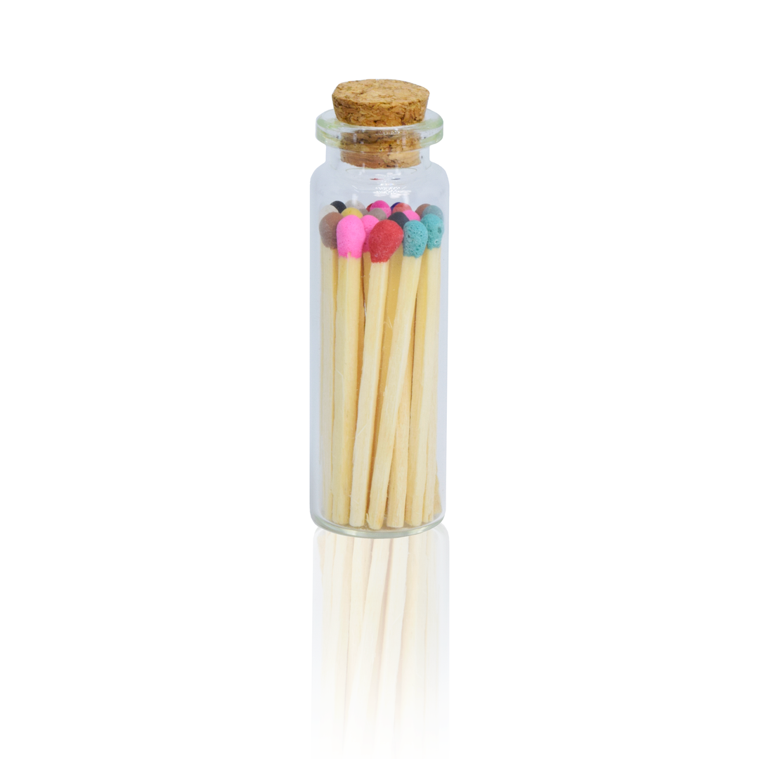 Small Match Bottles - Safety Matches in Jars with Striker: Charcoal / 40 Matchsticks Jar