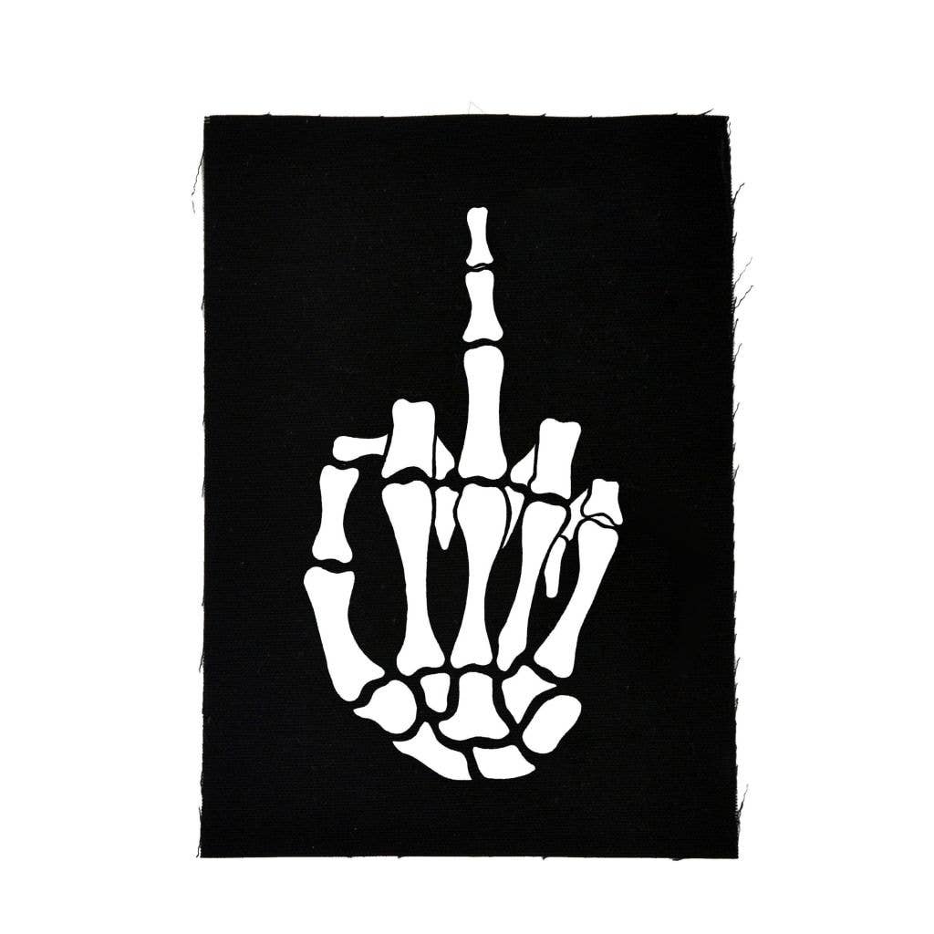 Too Fast - Up Yours Skeleton Finger Punk Patch: Black / OS