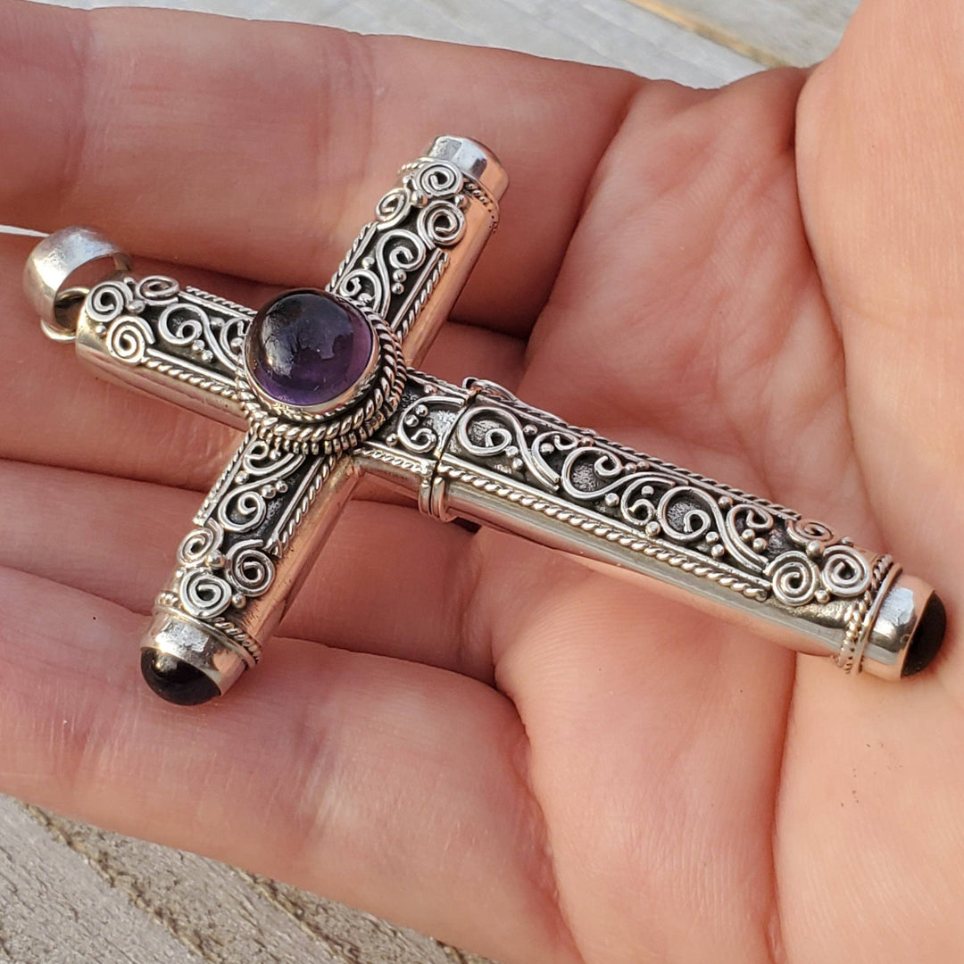 Silver Insanity - Hidden Stash Cross | Poison Box Pendant | Sterling Silver