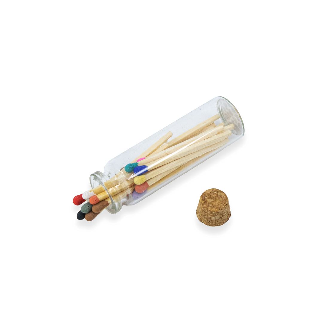 Small Match Bottles - Safety Matches in Jars with Striker: Charcoal / 20 Matchsticks Jar