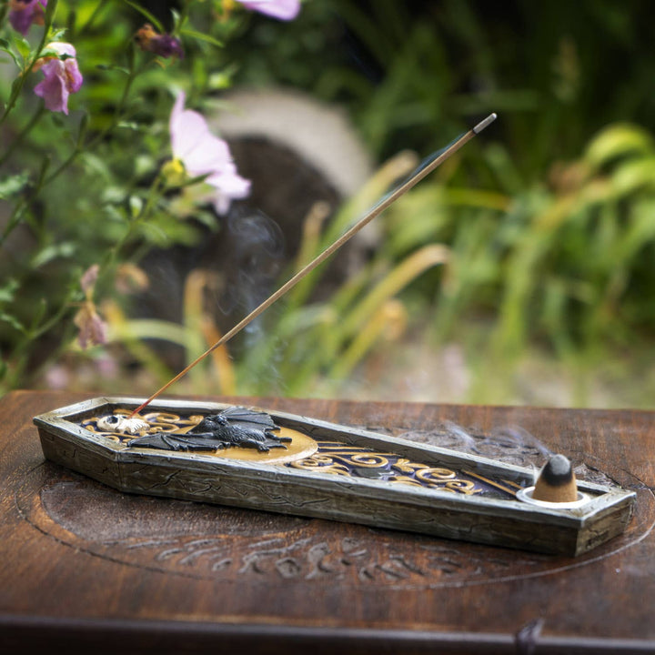 Pacific Giftware - Vampire Bat Coffin Incense Burner