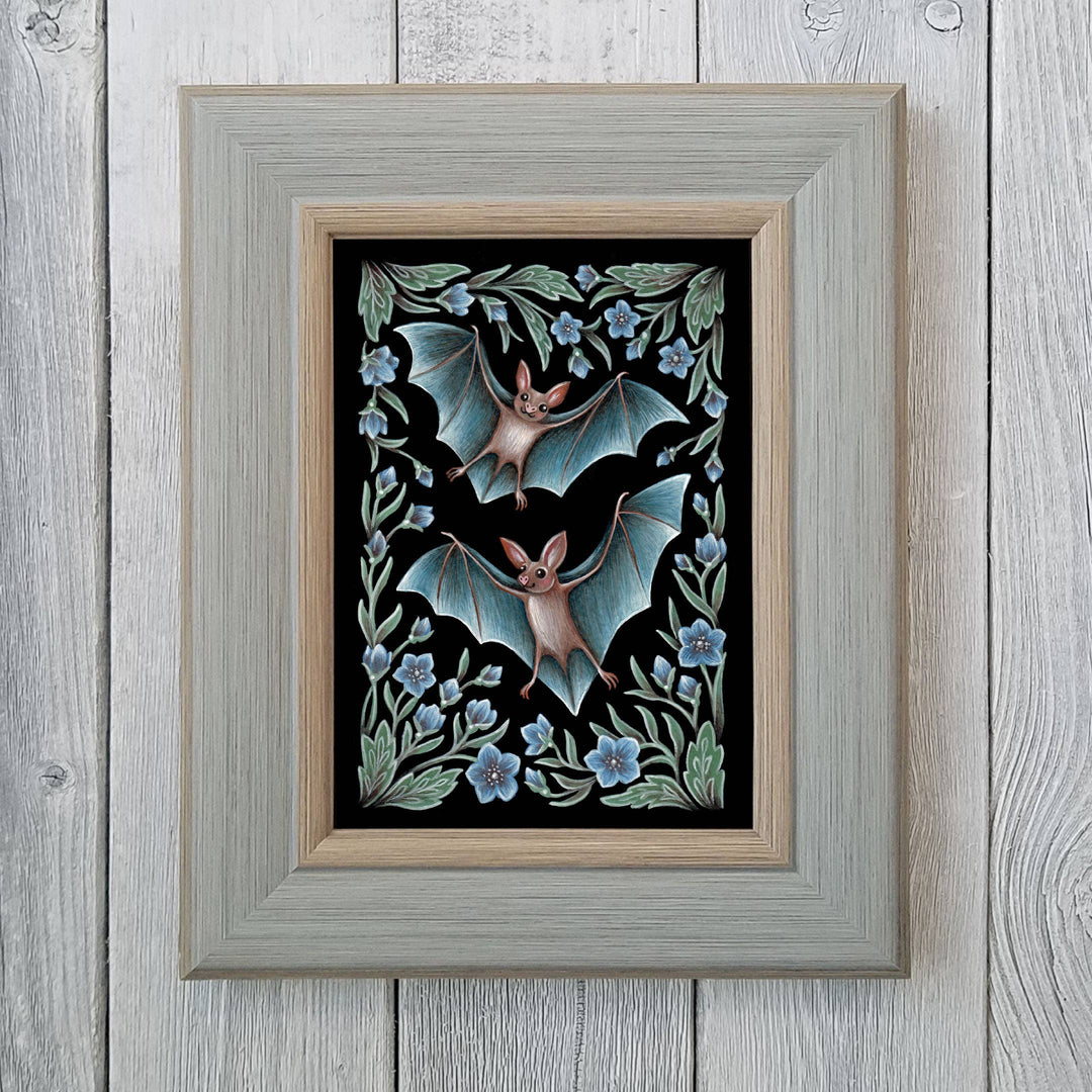 Faina Lorah - Bat Art Print Folk Decor: 8x10