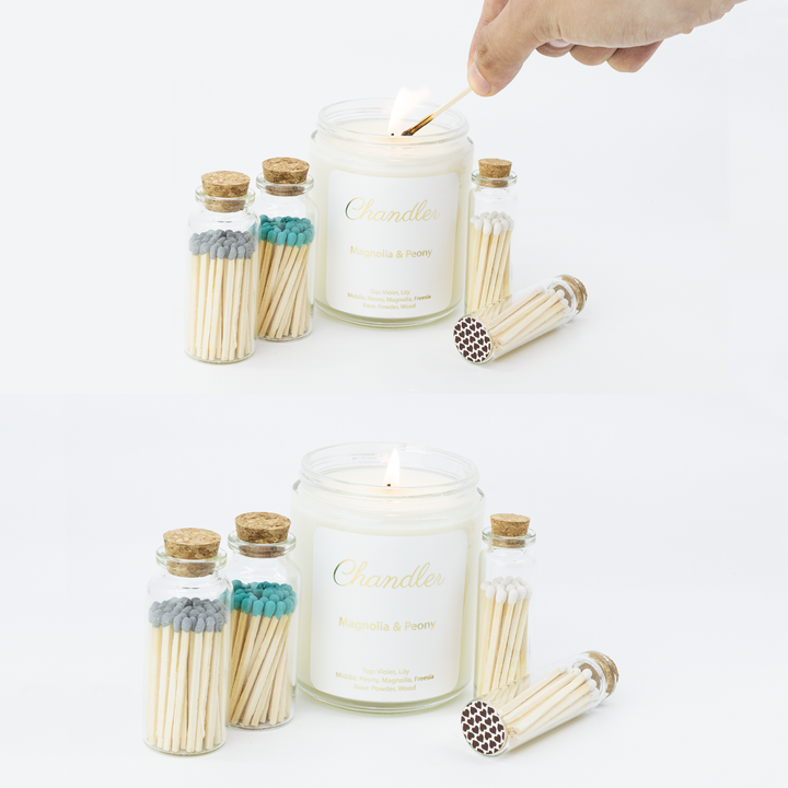 Small Match Bottles - Safety Matches in Jars with Striker: Charcoal / 40 Matchsticks Jar