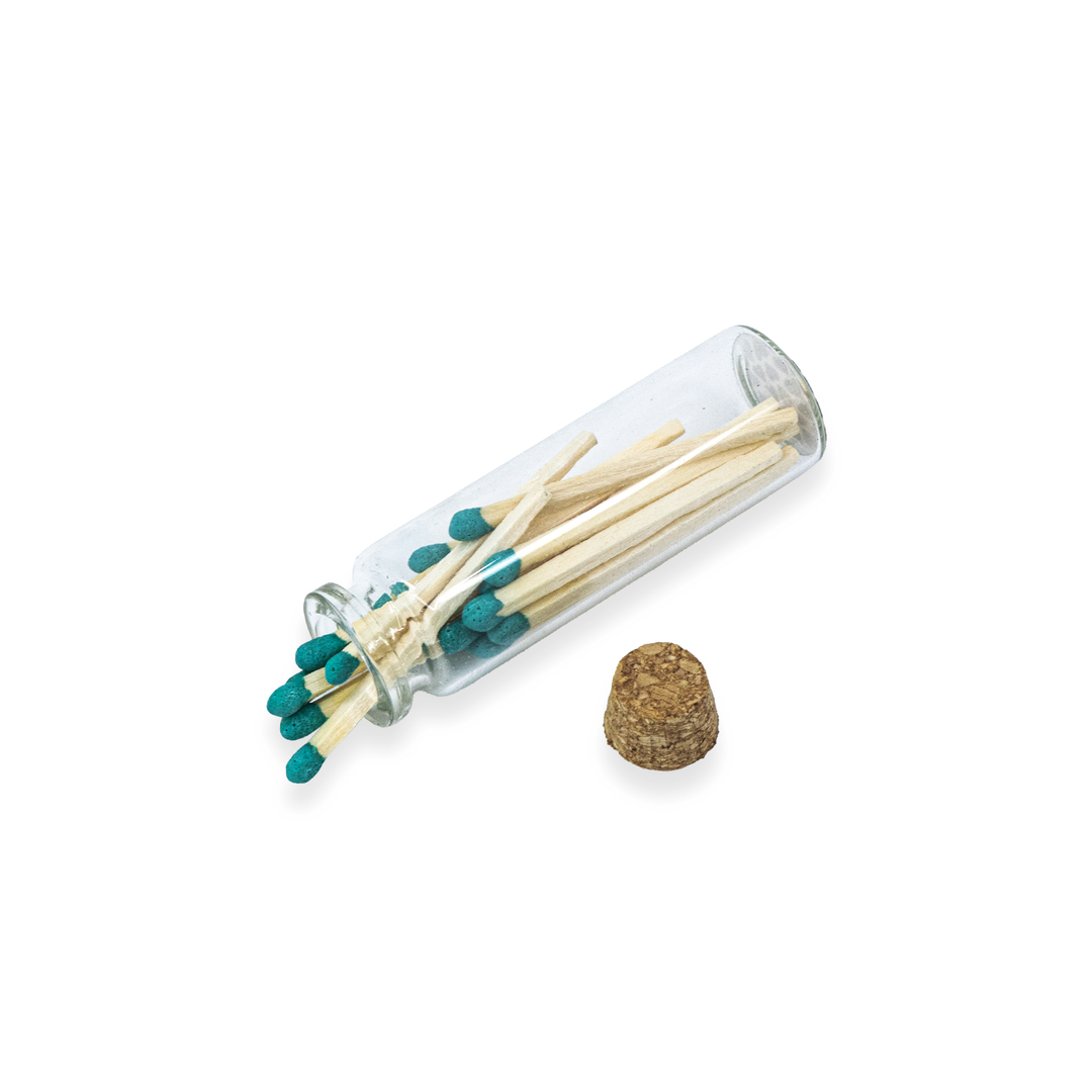Small Match Bottles - Safety Matches in Jars with Striker: Charcoal / 20 Matchsticks Jar