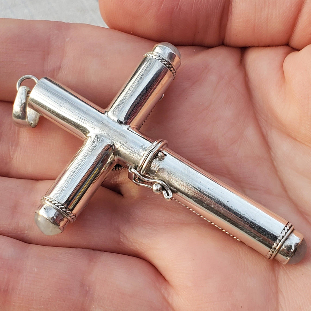 Silver Insanity - Hidden Stash Cross | Poison Box Pendant | Sterling Silver
