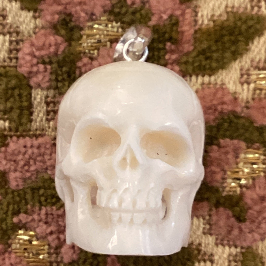 Carved Ivory Skull Pendant