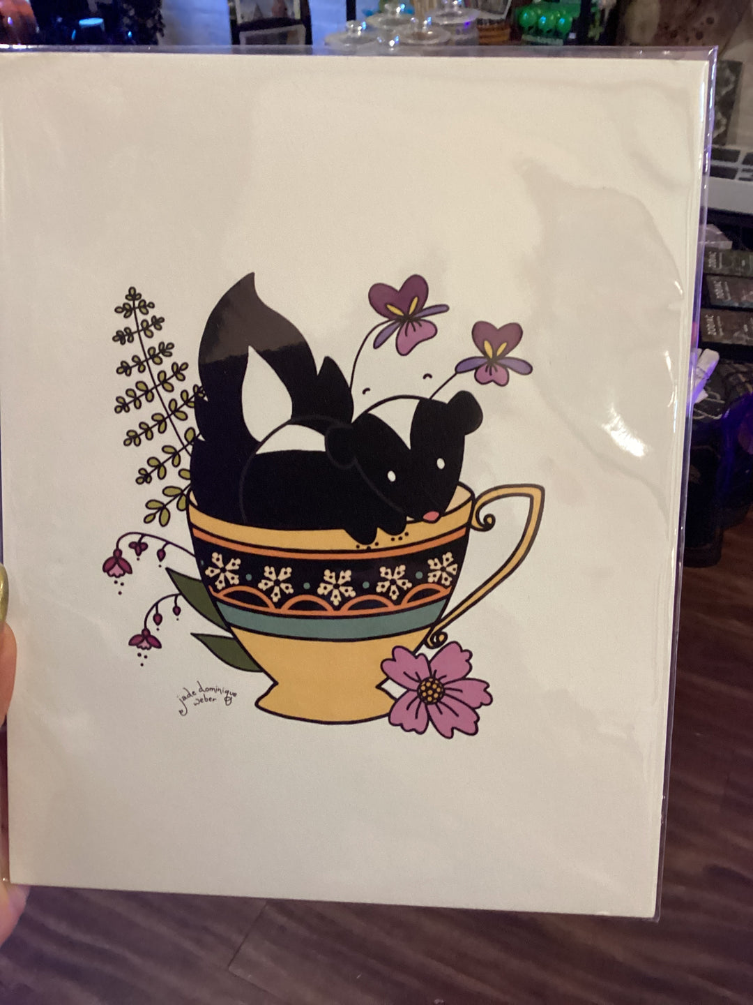 Sticksxandxbones Skunk in Teacup Print