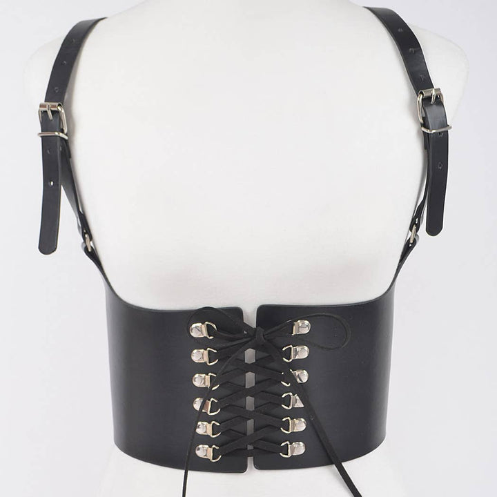 3AM BY H&D ACCESSORIES - Vegan Leather Corset Harness Belt: BK