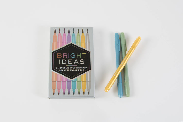 Chronicle Books - Bright Ideas Metallic Double-Ended Colored Brush Pens