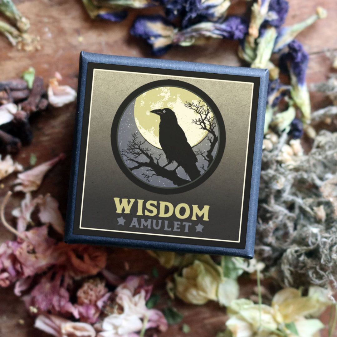Brainmeats Atelier - Wisdom Botanical Amulet – for Knowledge and Learning w/Raven