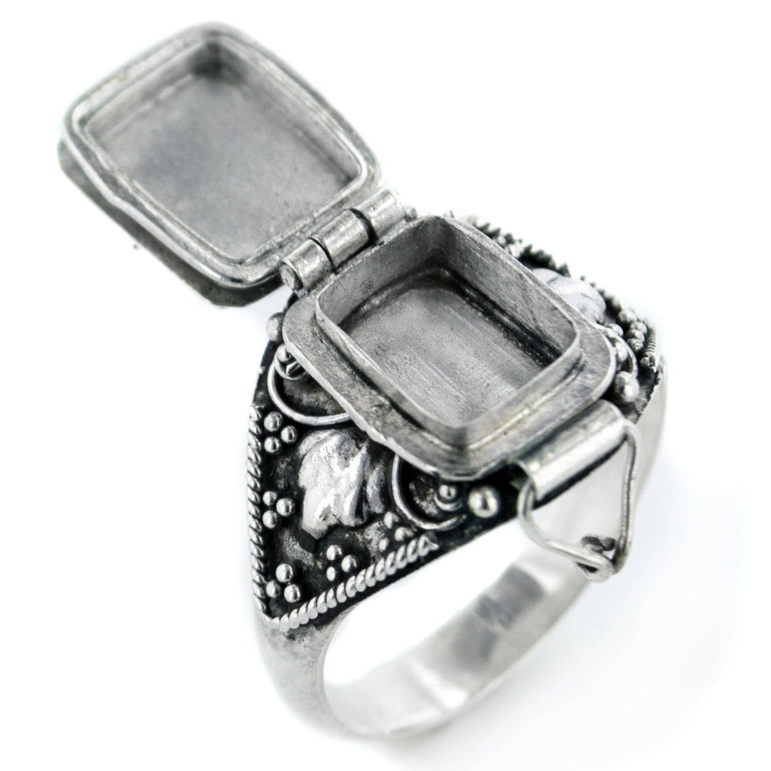 Stinking Rings Silver Insanity - Sterling Silver Medieval Poison Ring with Natural Ge ...