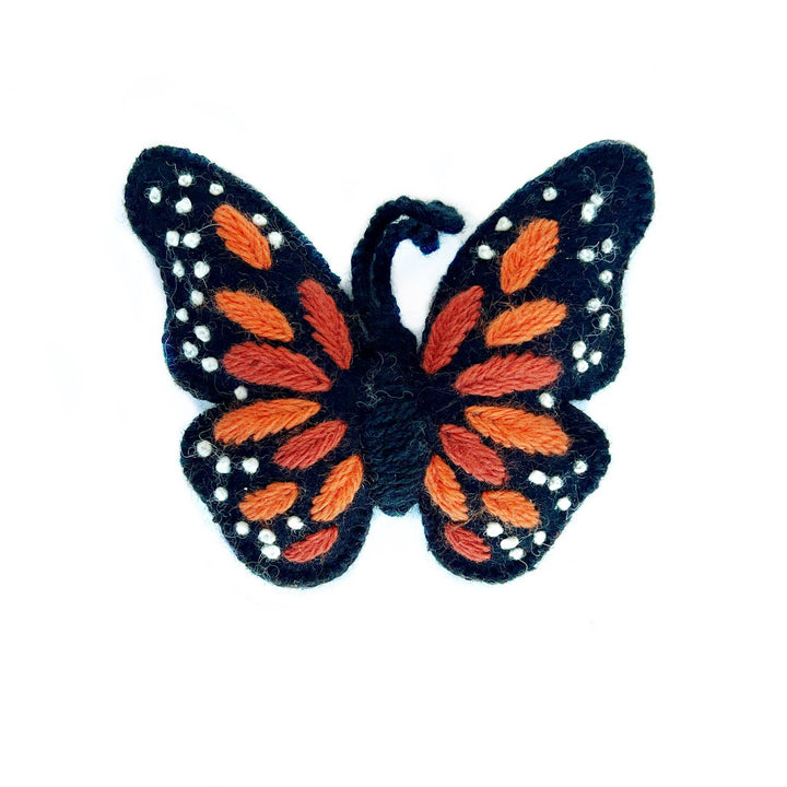 Ornaments 4 Orphans - Monarch Butterfly Embroidered Wool Christmas Ornament