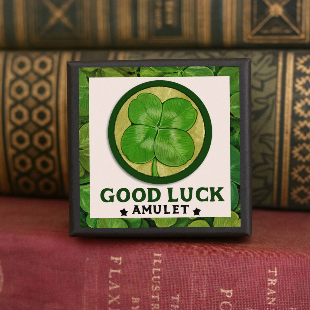 Brainmeats Atelier - Good Luck Amulet – Fortune &amp; Joy Talisman Necklace w/ Clover