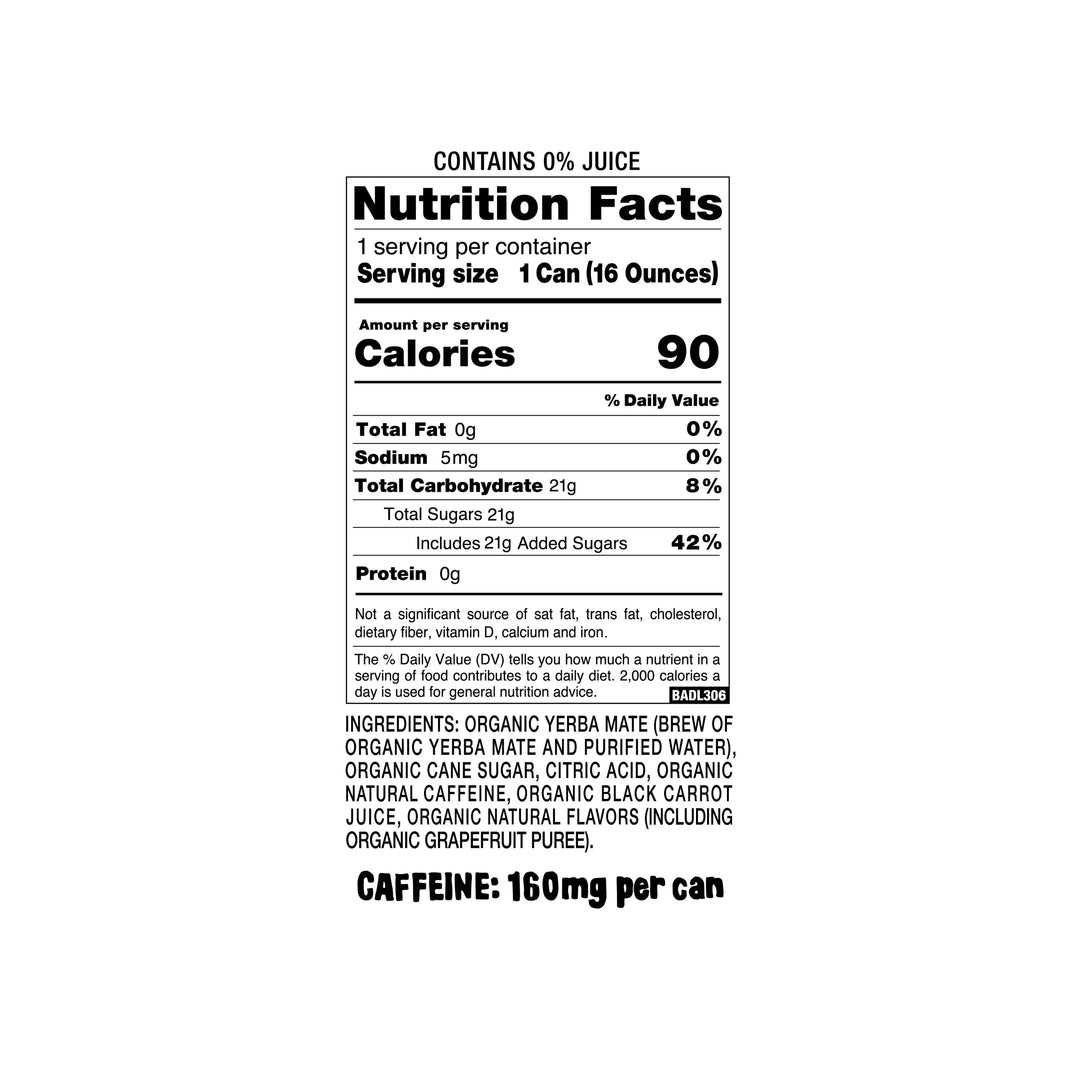 Weird Beverages - Organic Grateful Grapefruit Yerba Mate 16oz Can
