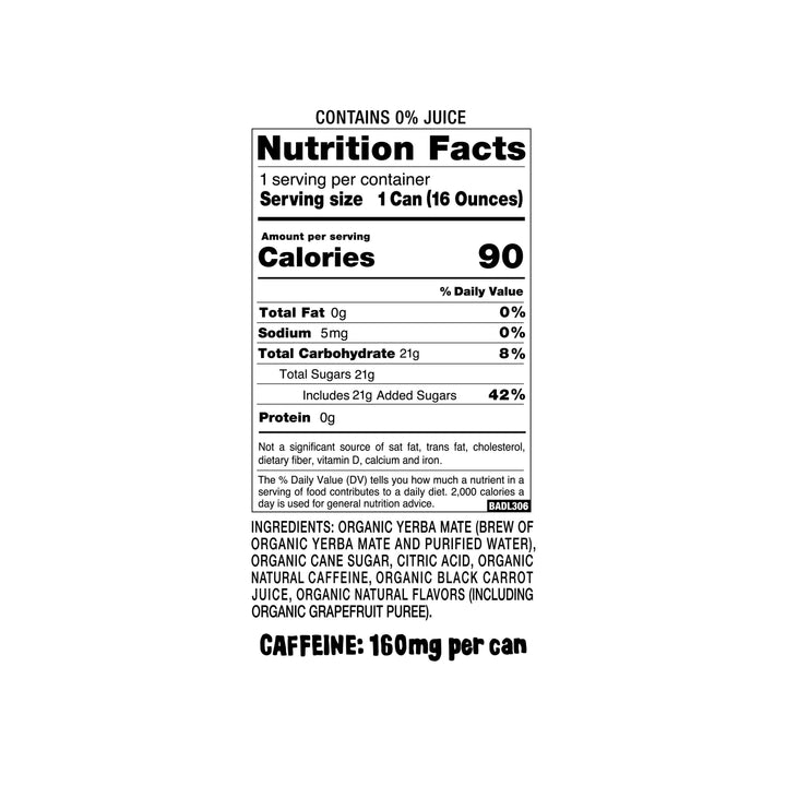 Weird Beverages - Organic Grateful Grapefruit Yerba Mate 16oz Can