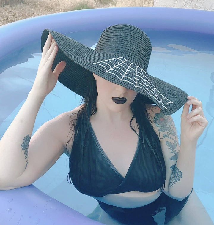 Witchwood Bags - Floppy Sun Hat - XL Brim - Widow's Web