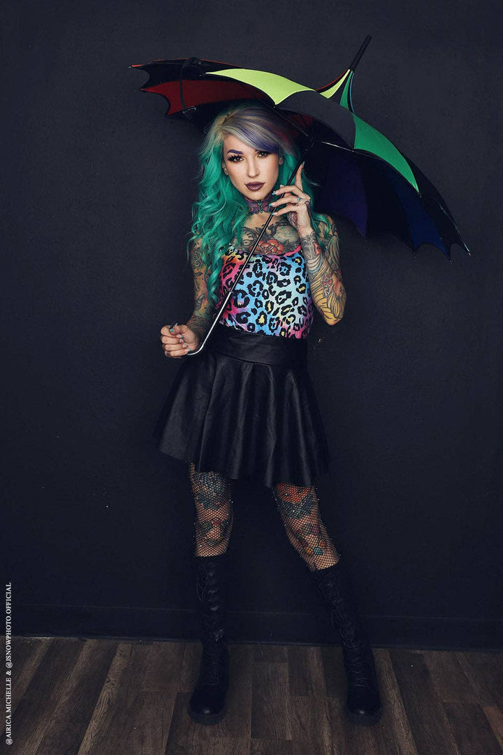 vampirefreaks - Batwing Pagoda Umbrella [Goth Rainbow]