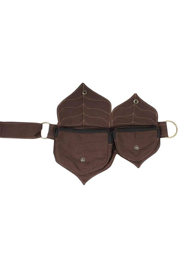 Lakhays Collection Inc. - Cotton two Leaf Pocket Waist Belt: Black / One Size